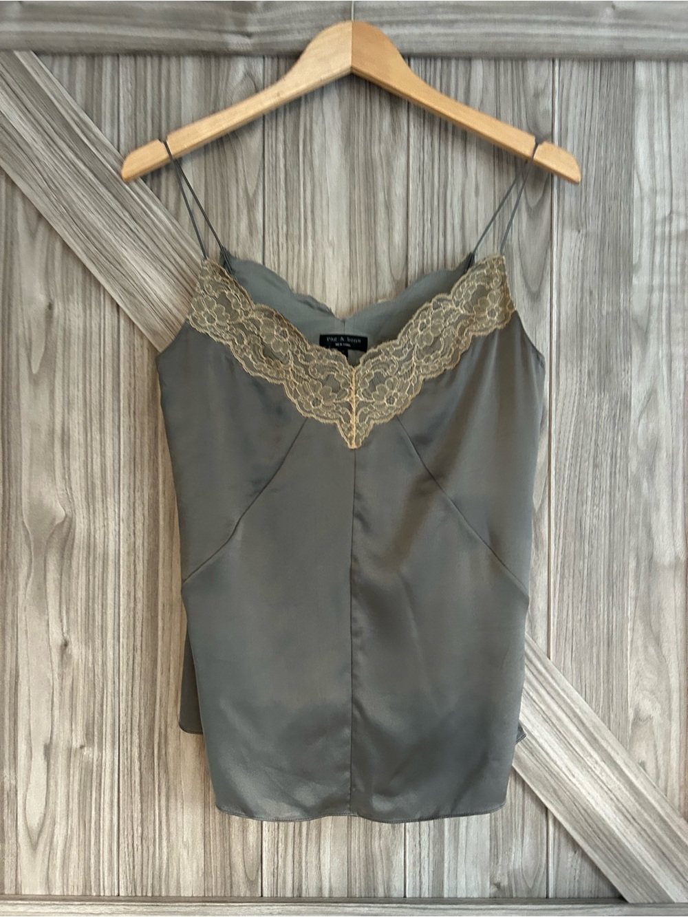 rag & bone 100% Silk Lace Cami Top Brushed Nickel Grey Size S